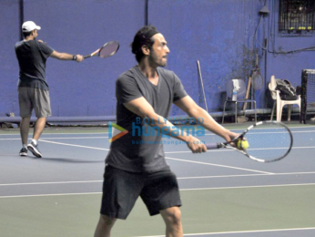 Arjun Rampal snapped playing Tennis at a Gymkhana