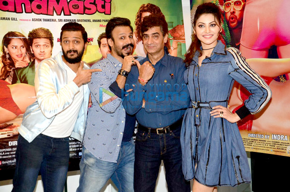 Riteish Deshmukh, Vivek Oberoi, Urvashi Rautela & Indra Kumar at the media meet of ‘Great Grand Masti’ Riteish Deshmukh, Vivek Oberoi, Urvashi Rautela & Indra Kumar at the media meet of ‘Great Grand Masti’