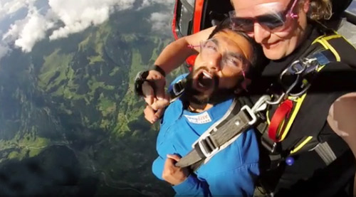 Watch: Ranveer Singh goes skydiving in Switzerland Watch: Ranveer Singh goes skydiving in Switzerland