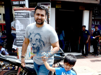 Shilpa Shetty and her family snapped post their brunch at Bastian