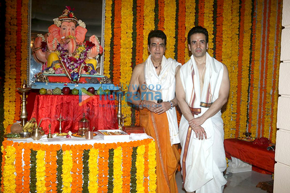 Tusshar Kapoor & Jeetendra snapped at Ganesha celebrations Tusshar Kapoor & Jeetendra snapped at Ganesha celebrations