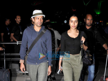 Farhan Akhtar & Shraddha Kapoor return from Shillong after shooting for Rock On!! 2