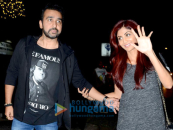 Shilpa Shetty and Raj Kundra snapped post dinner at Royal China