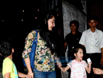 Manyata Dutt snapped with kids post dinner at a restaurant in Bandra