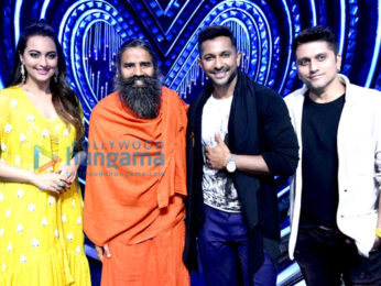 Sonakshi Sinha and Baba Ramdev on the sets of Nach Baliye 8