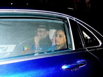 Aditya Chopra, Rani Mukherjee and Pamela Chopra snapped post a family dinner in Bandra