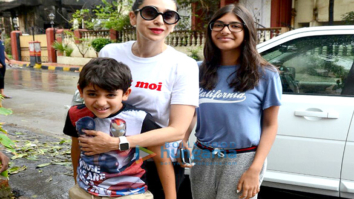 Karisma Kapoor snapped with her kids Kiaan and Samaira in Bandra