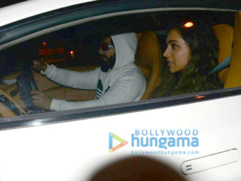 Ranveer Singh and Deepika Padukone snapped on his birthday today in his new Aston Martin car
