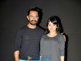 Aamir Khan, Kiran Rao & Zaira Wasim at the first look launch of 'Secret Superstar'