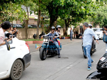 Sidharth Malhotra and Jacqueline Fernandez snapped riding a bike to promote A Gentleman in Bandra