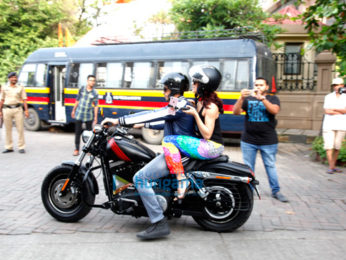 Sidharth Malhotra and Jacqueline Fernandez snapped riding a bike to promote A Gentleman in Bandra