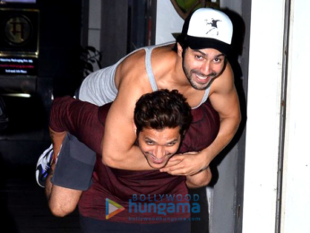 Varun Dhawan snapped with his gym trainer and friend in Bandra