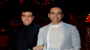 Jeetendra and Tusshar Kapoor on the sets of The Drama Company