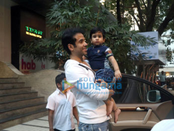 Tusshar Kapoor with son Laksshya Kapoor at Bandra