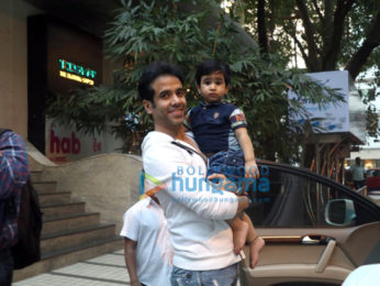 Tusshar Kapoor with son Laksshya Kapoor at Bandra