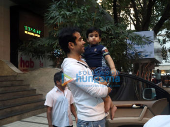 Tusshar Kapoor with son Laksshya Kapoor at Bandra
