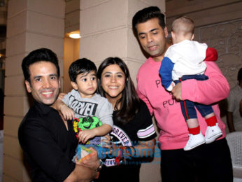 Karan Johar with Roohi and Yash at Tusshar Kapoor’s son Laksshya’s Christmas party