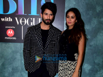 Shahid Kapoor, Neha Dhupia and Mira Rajput on the sets of Vogue BFFs