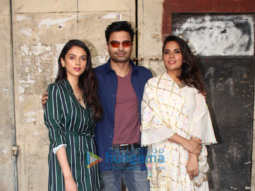 Richa Chadda, Aditi Rao Hydari and Rahul Bhat snapped during the poster photo shoot for Daasdev at Filmistan