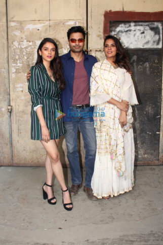 Richa Chadda, Aditi Rao Hydari and Rahul Bhat snapped during the poster photo shoot for Daasdev at Filmistan Richa Chadda, Aditi Rao Hydari and Rahul Bhat snapped during the poster photo shoot for Daasdev at Filmistan