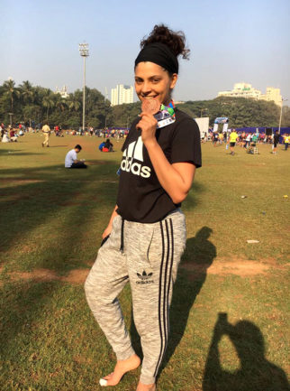 Saiyami Kher spotted at the Mumbai Marathon 2018!