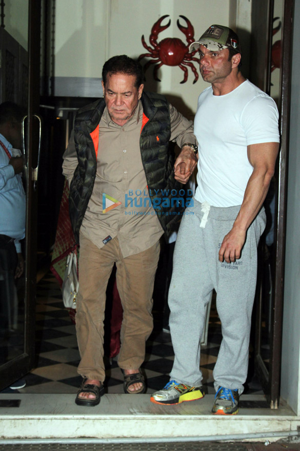 Sohail Khan and Arbaaz Khan snapped with their family at Bastian in Bandra Sohail Khan and Arbaaz Khan snapped with their family at Bastian in Bandra
