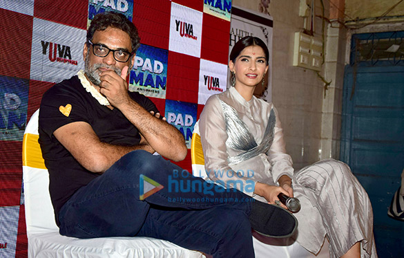 Sonam Kapoor and R. Balki snapped promoting their film Pad Man Sonam Kapoor and R. Balki snapped promoting their film Pad Man
