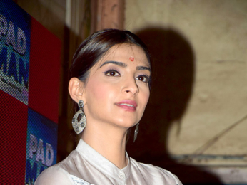 Sonam Kapoor and R. Balki snapped promoting their film Pad Man