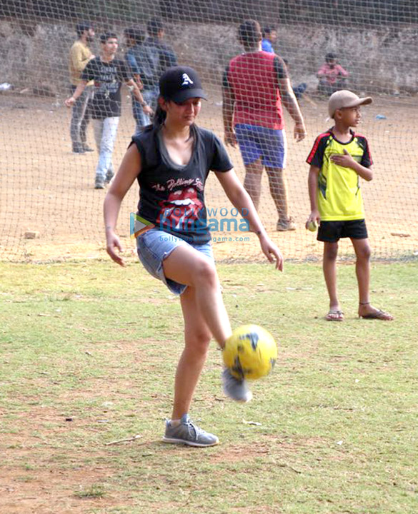 Akshara Haasan snapped playing football with friends Akshara Haasan snapped playing football with friends