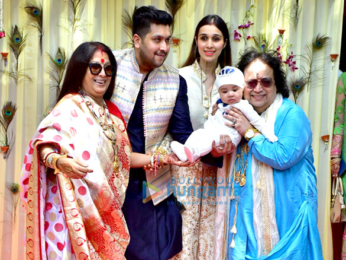 Bappi Lahiri and Chitrani Lahiri attend the rice ceremony of their grandson Krishh Lahiri