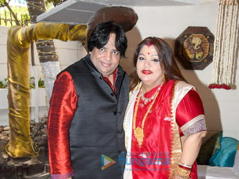 Bappi Lahiri and Chitrani Lahiri attend the rice ceremony of their grandson Krishh Lahiri