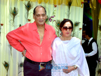 Bappi Lahiri and Chitrani Lahiri attend the rice ceremony of their grandson Krishh Lahiri