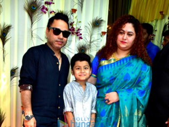 Bappi Lahiri and Chitrani Lahiri attend the rice ceremony of their grandson Krishh Lahiri