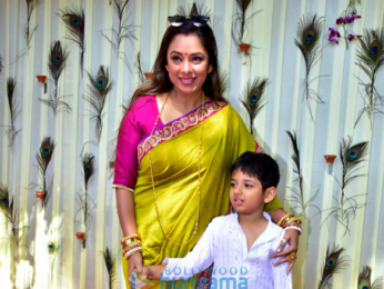 Bappi Lahiri and Chitrani Lahiri attend the rice ceremony of their grandson Krishh Lahiri