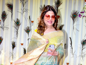 Bappi Lahiri and Chitrani Lahiri attend the rice ceremony of their grandson Krishh Lahiri