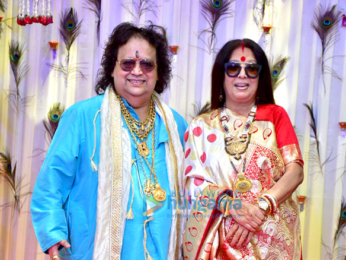 Bappi Lahiri and Chitrani Lahiri attend the rice ceremony of their grandson Krishh Lahiri