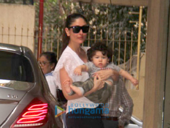 Kareena Kapoor Khan and Taimur Ali Khan snapped at Karisma Kapoor's house