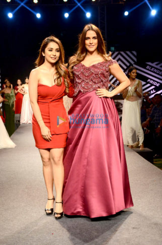 Neha Dhupia walks the ramp for Sonaakshi Raaj at the Blenders Pride Fashion Tour