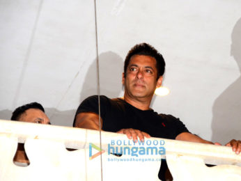 Salman Khan snapped in the balcony at Galaxy Apartments