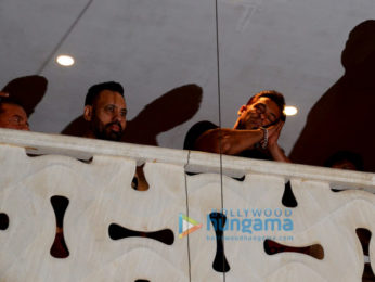 Salman Khan snapped in the balcony at Galaxy Apartments