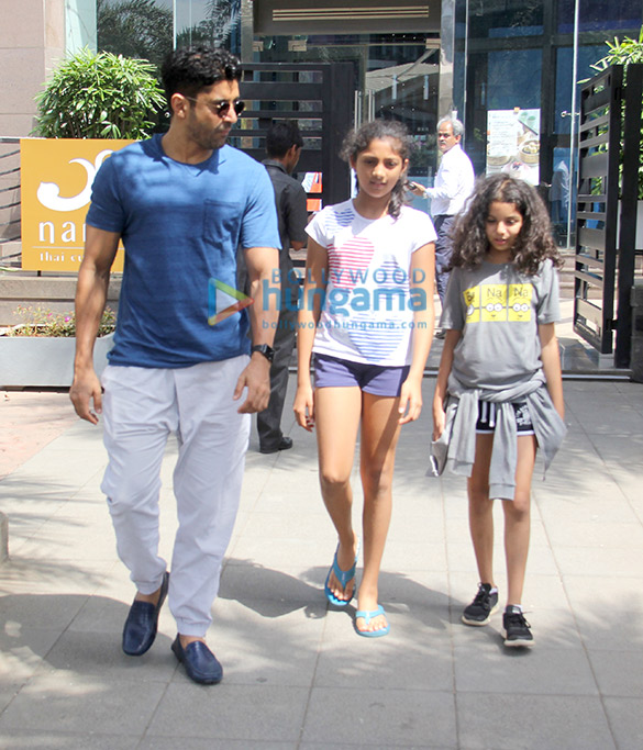 Farhan Akhtar snapped with his children at Yauatcha in BKC Farhan Akhtar snapped with his children at Yauatcha in BKC