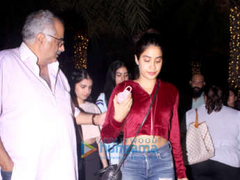 Jahnvi Kapoor and Khushi Kapoor spotted with Boney Kapoor at Yuatcha , Mumbai
