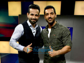 John Abraham snapped on sets of Kent Cricket Live promoting his film Parmanu