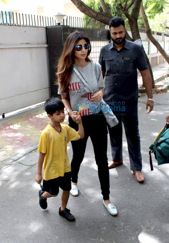 Shilpa Shetty spotted with her son at his school in Juhu Shilpa Shetty spotted with her son at his school in Juhu