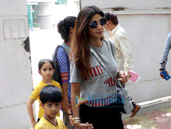 Shilpa Shetty spotted with her son at his school in Juhu