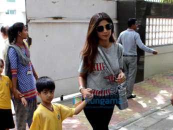 Shilpa Shetty spotted with her son at his school in Juhu
