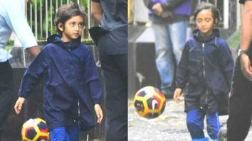 Aamir Khan’s son Azad enjoys a RARE outing in rain, plays some football on the streets of Mumbai (see pics)