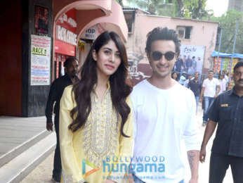 Aayush Sharma and Warina Hussain snapped at the teaser launch of Loveratri