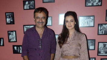 Rajkumar Hirani and Dia Mirza attend the press meet for Sanju