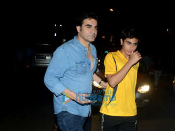 Arbaaz khan snapped with his son and Amrita Arora at Pali Cafe